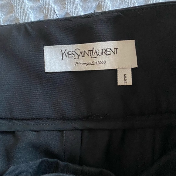 Yves Saint Laurent Black High Waist Pleat Detail Wool Pants - Picture 3 of 5